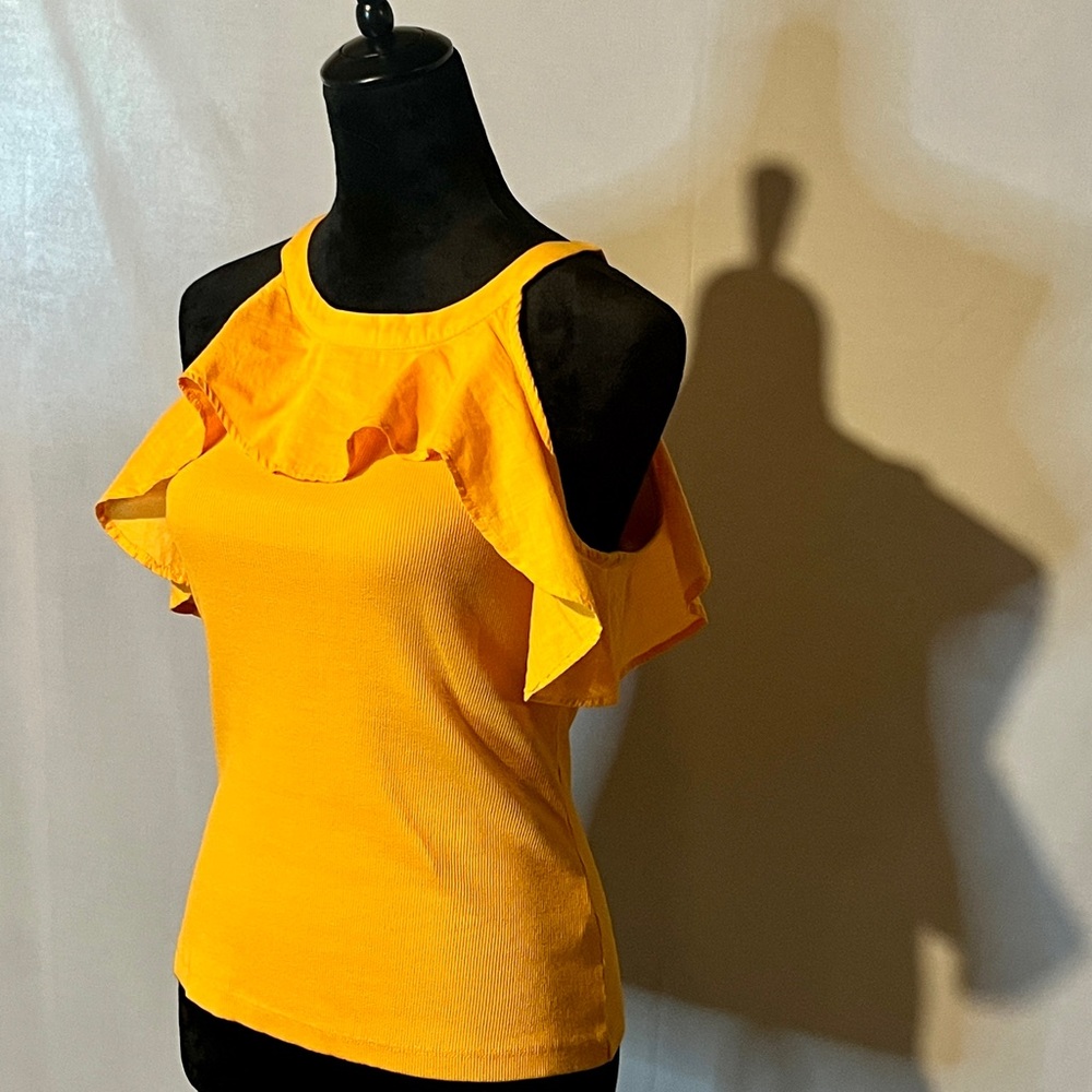 Maeve Anthropologie Bright Yellow-Orange Sleeveless Top, Size M, NWT